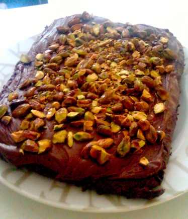 Chocolate Zucchini Cake with pistachios